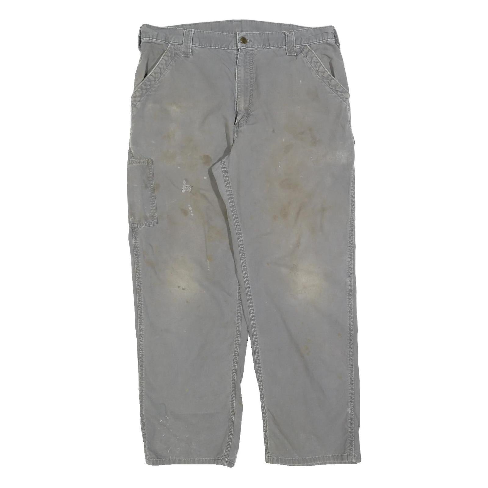 CARHARTT Mens Cotton Blend Loose Grey Trousers W38 L32 Workwear Utility Casual Refurbished - N/A refurbished available on Cerqular