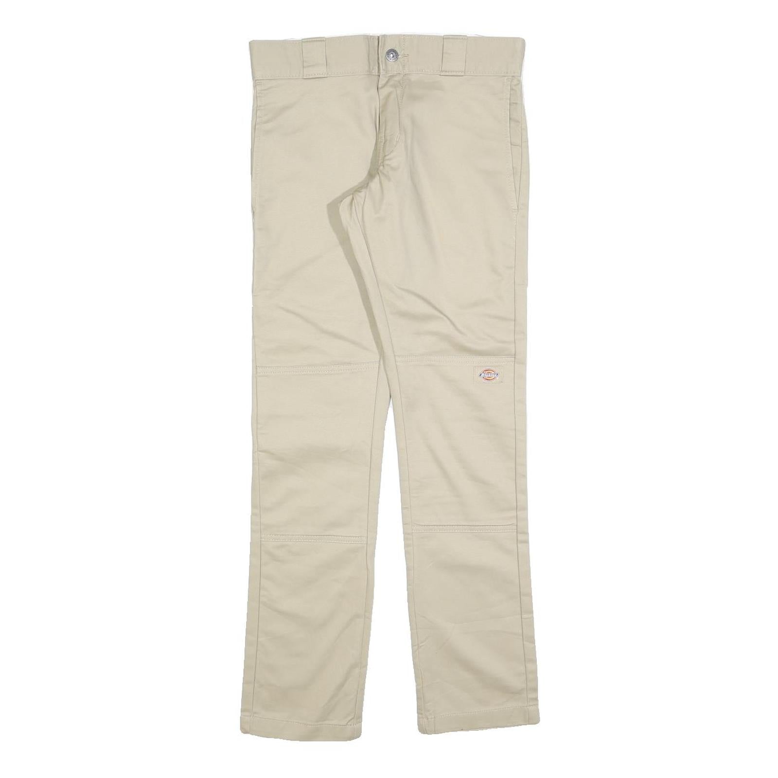 DICKIES Mens Slim Beige Cotton Blend Trousers W28 L30 Workwear Zip Closure Refurbished - N/A refurbished available on Cerqular