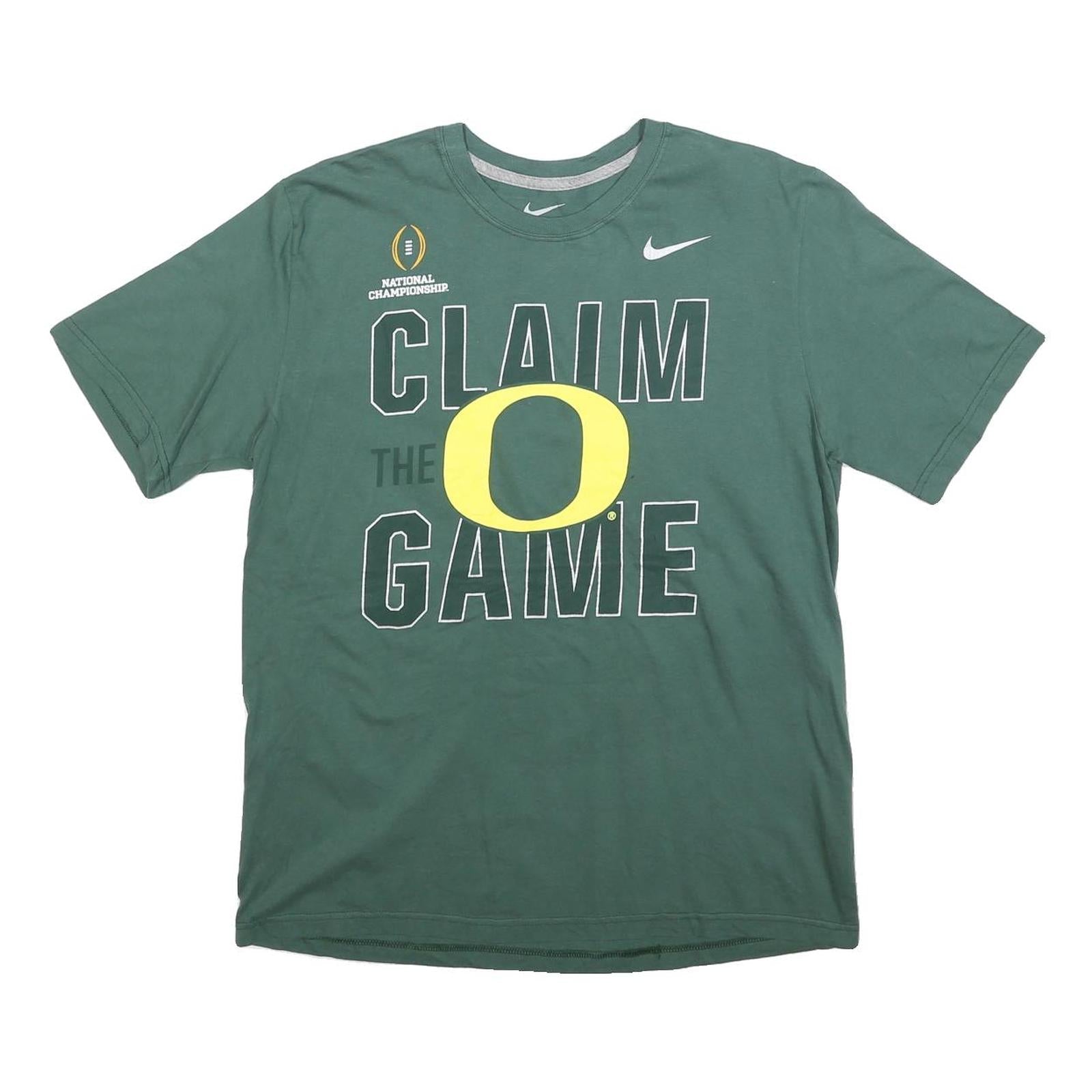 NIKE Mens Green Claim The Game Graphic T-Shirt L Short Sleeve Crew Neck Refurbished - N/A refurbished available on Cerqular