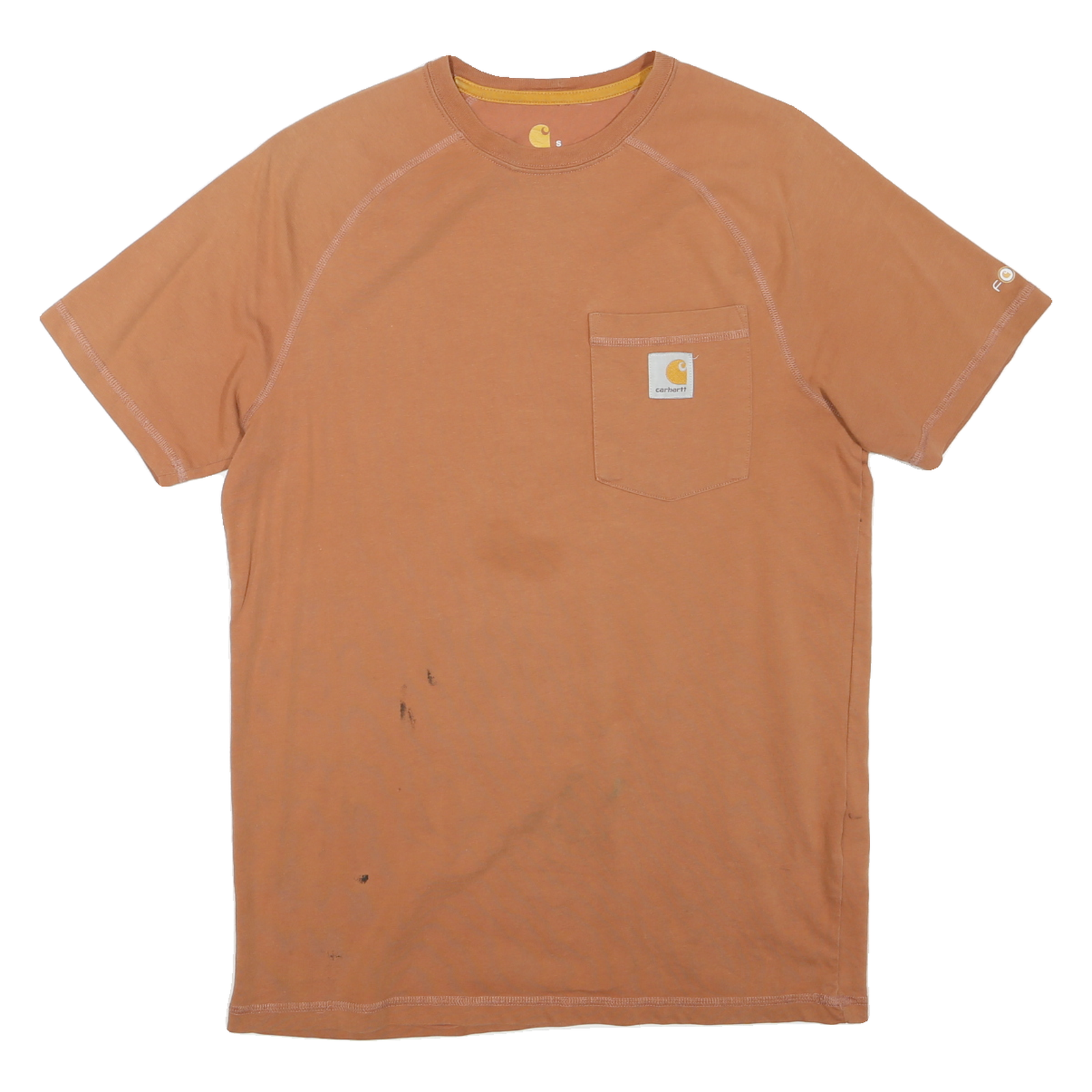 CARHARTT Mens Brown Pocket T-Shirt S Short Sleeve Crew Neck Workwear Logo Refurbished - N/A refurbished available on Cerqular