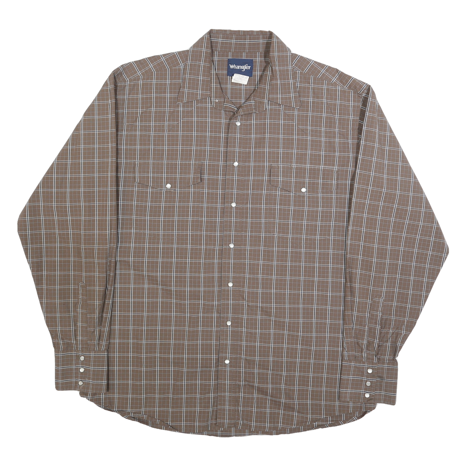 WRANGLER Mens Brown & White Check Shirt XL Western Style Button Front Casual Refurbished - N/A refurbished available on Cerqular