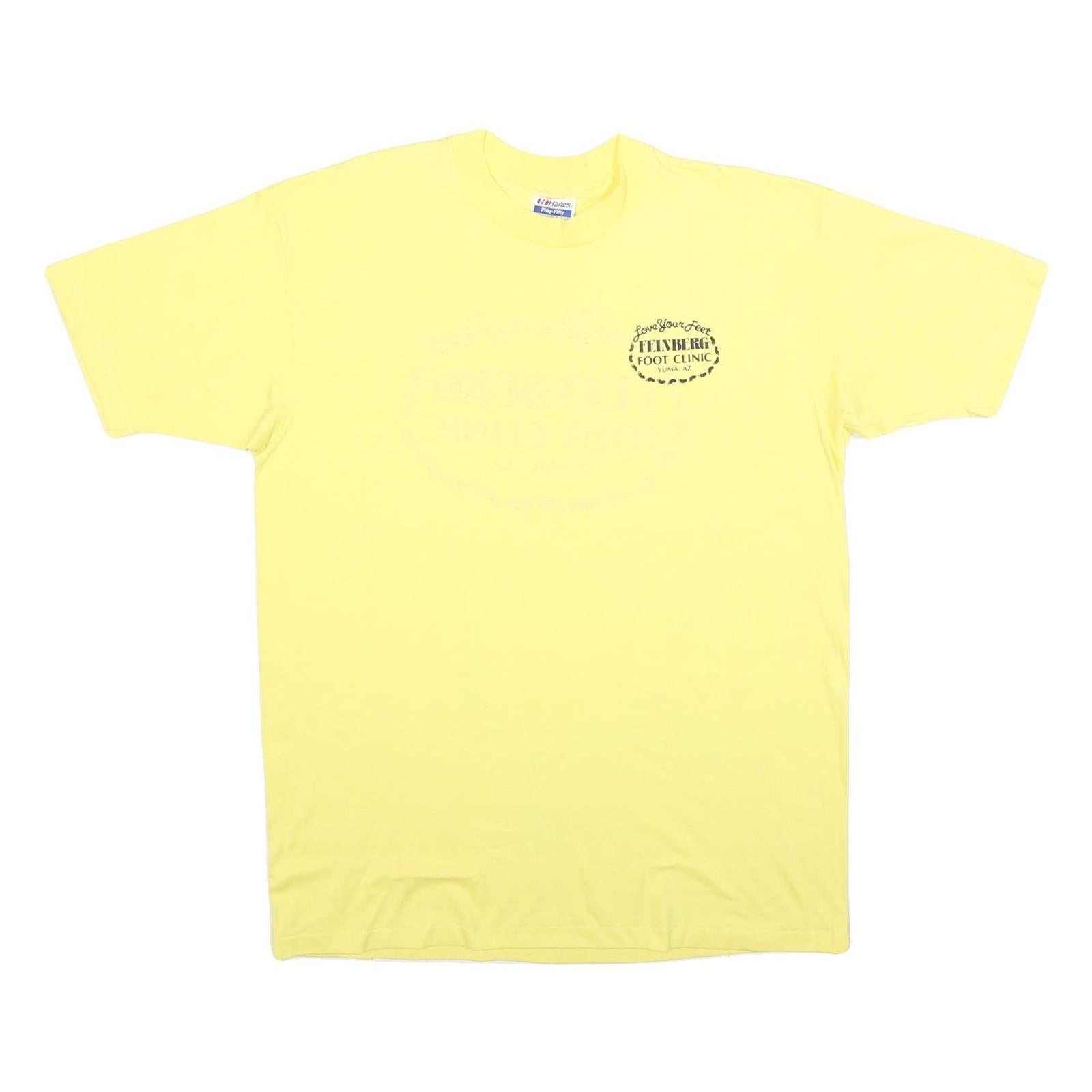 HANES Mens Yellow Feinberg Foot Clinic Graphic T-Shirt XL Short Sleeve Crew Neck Refurbished - N/A refurbished available on Cerqular
