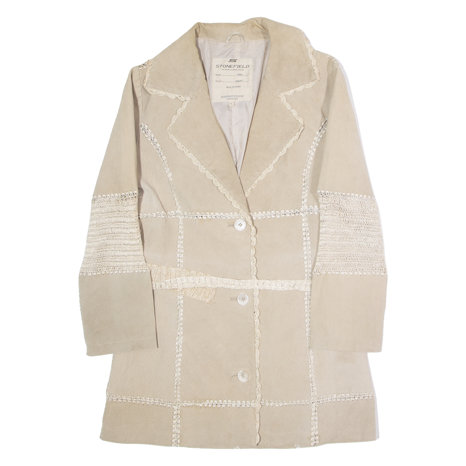 STONEFIELD Womens Overcoat Coat Beige Leather L Refurbished - N/A refurbished available on Cerqular