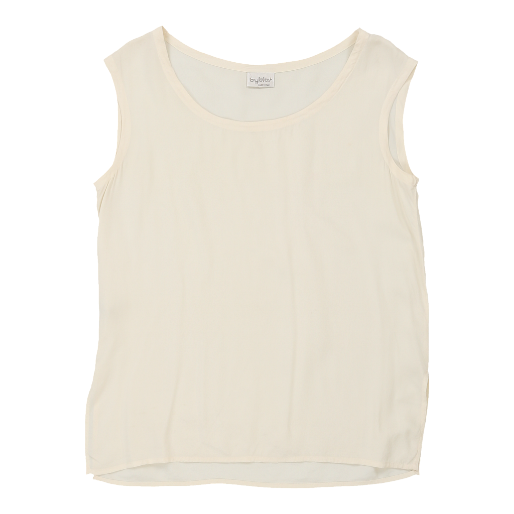 Byblos Vest - Large Cream Silk Refurbished - Thrifted (note: this is a term often used to describe second- refurbished available on Cerqular