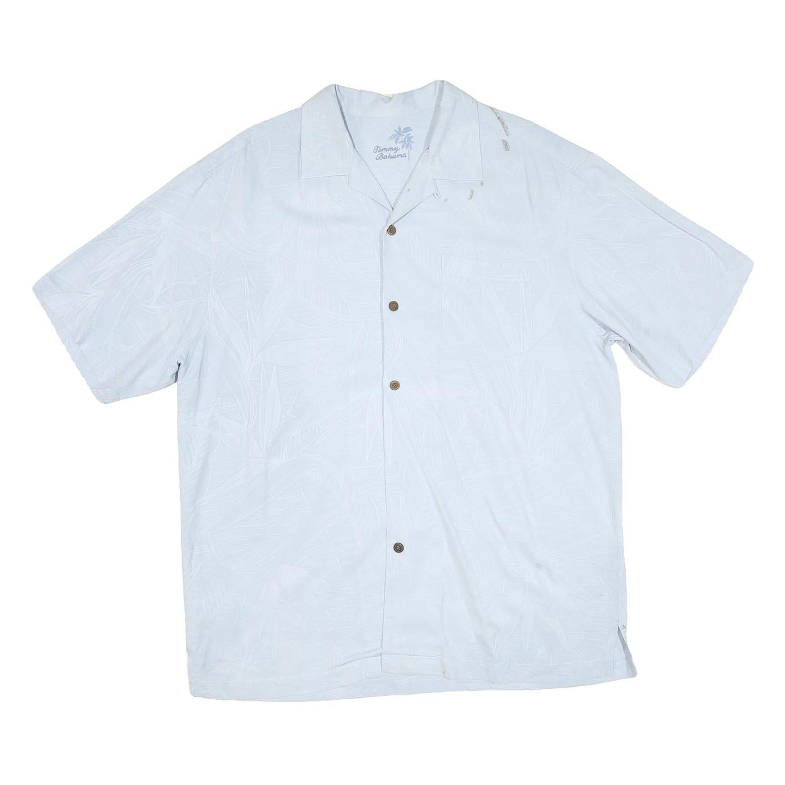 TOMMY BAHAMA Mens White Cotton Blend Shirt L Tropical Leaf Print Relaxed Fit Refurbished - N/A refurbished available on Cerqular