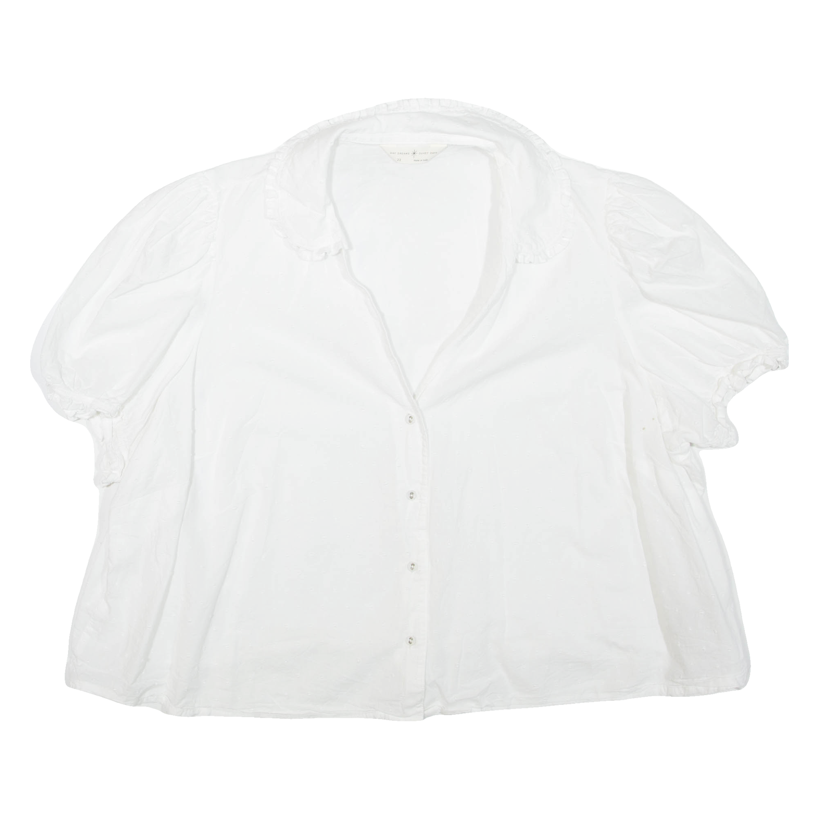 Womens Puff Sleeve Top White V-Neck XL Refurbished - N/A refurbished available on Cerqular