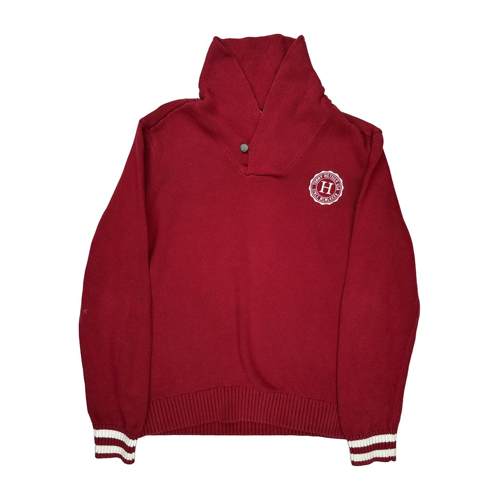 Hockey Tommy Hilfiger College Jumper - XL Red Cotton Refurbished - Thrifted (note: this is a term often used to describe second- refurbished available on Cerqular