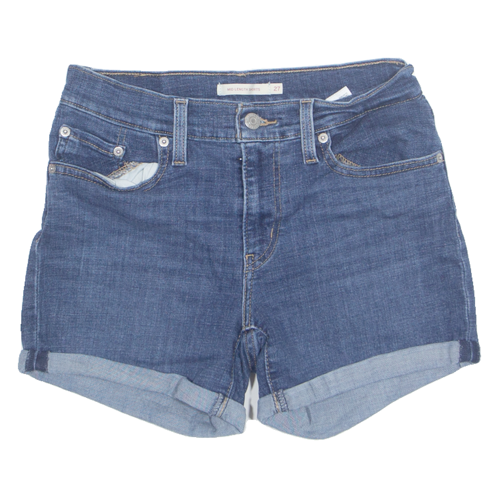 LEVI'S Turn Up Womens Denim Shorts Blue Relaxed S W26 Refurbished - N/A refurbished available on Cerqular