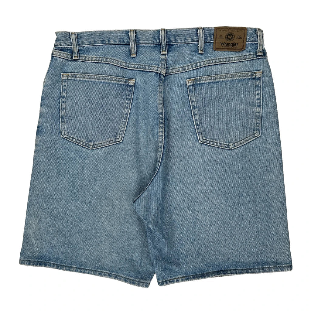 Wrangler Denim Shorts - 38W 9L Light Wash Cotton Refurbished - Thrifted (note: this is a term often used to describe second- refurbished available on Cerqular