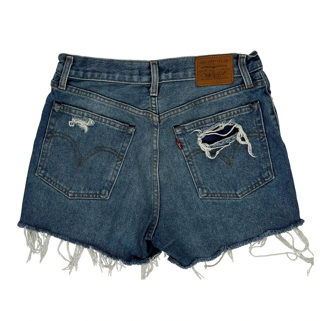 Levis Denim Shorts - 28W UK 8 Blue Denim Refurbished - Thrifted (note: this is a term often used to describe second- refurbished available on Cerqular