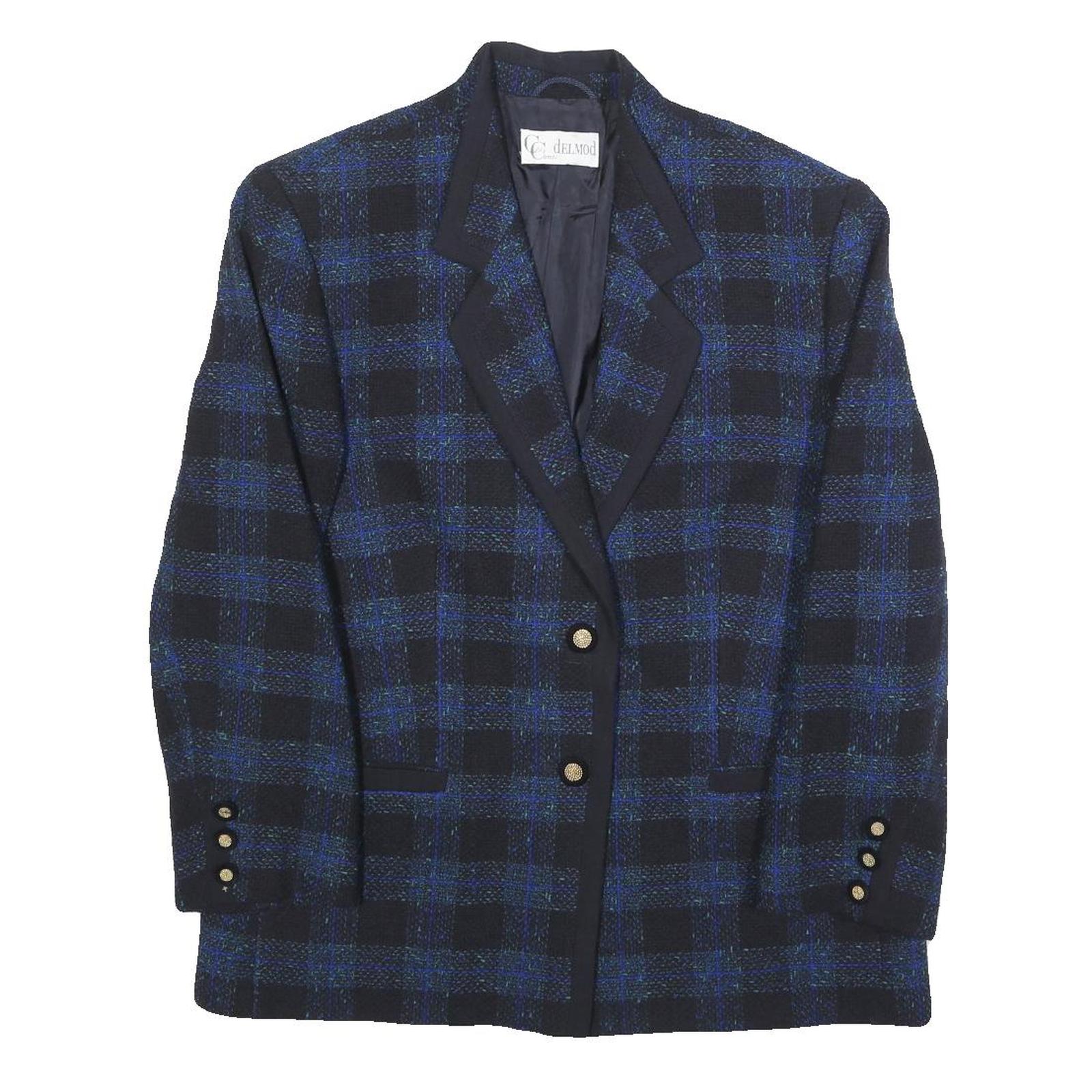 Buy DELMOD Womens Blue & Black Checked Wool Blend Blazer Jacket M Formal Refurbished - $48.09 DELMOD Womens Blue & Black Checked Wool Blend Blazer Jacket M Formal Refurbished - N/A refurbished available on Cerqular