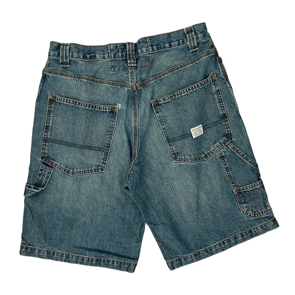 Authentic Collection Double Knee Carpenter Shorts - 30W 10L Blue Denim Refurbished - Thrifted (note: this is a term often used to describe second- refurbished available on Cerqular