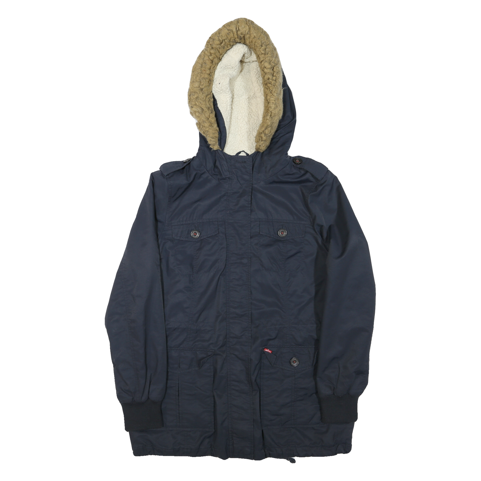 Buy LEVI'S Womens Navy Blue Sherpa Lined Zip Jacket M Polyester Blend Hooded Casual Refurbished - $48.09 LEVI'S Womens Navy Blue Sherpa Lined Zip Jacket M Polyester Blend Hooded Casual Refurbished - N/A refurbished available on Cerqular