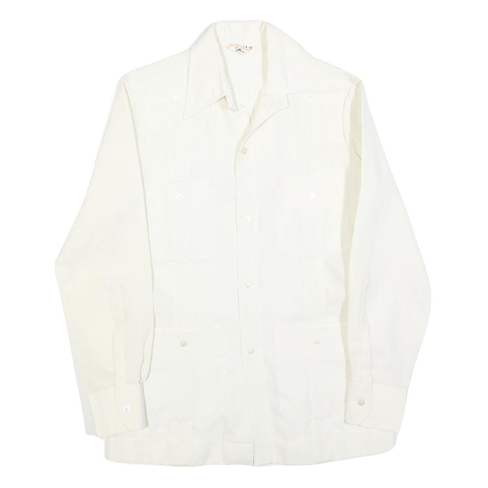 CRIOLLA Mens White Cotton Blend Shirt S Classic Long Sleeve Button Shirt Refurbished - N/A refurbished available on Cerqular