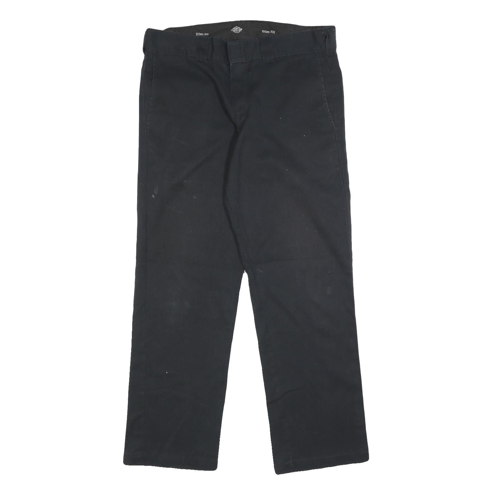 DICKIES Mens Cotton Blend Black Slim Straight Trousers W35 L30 Workwear Refurbished - N/A refurbished available on Cerqular