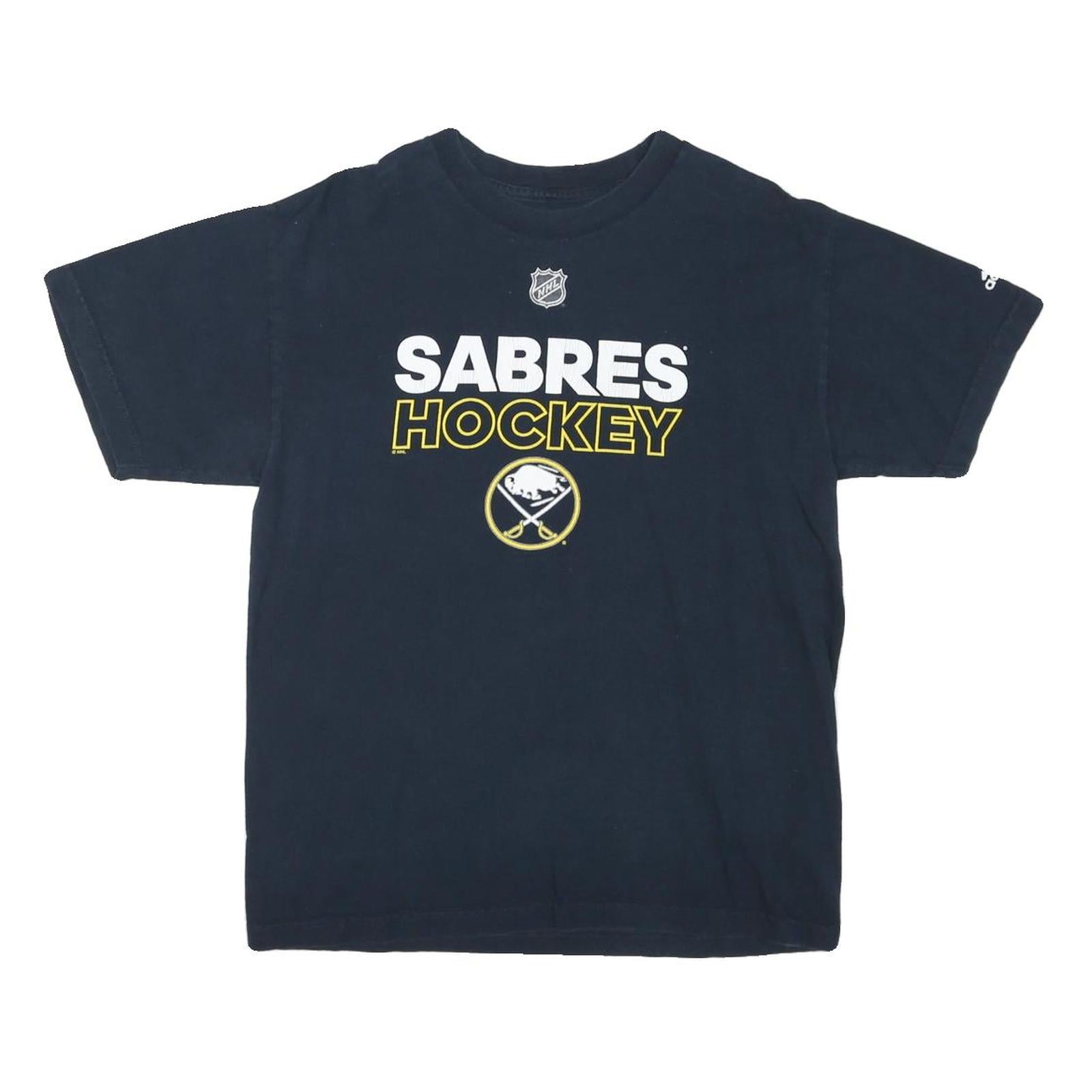 ADIDAS Mens Black Sabres Hockey Graphic T-Shirt M Short Sleeve Crew Neck Refurbished - N/A refurbished available on Cerqular