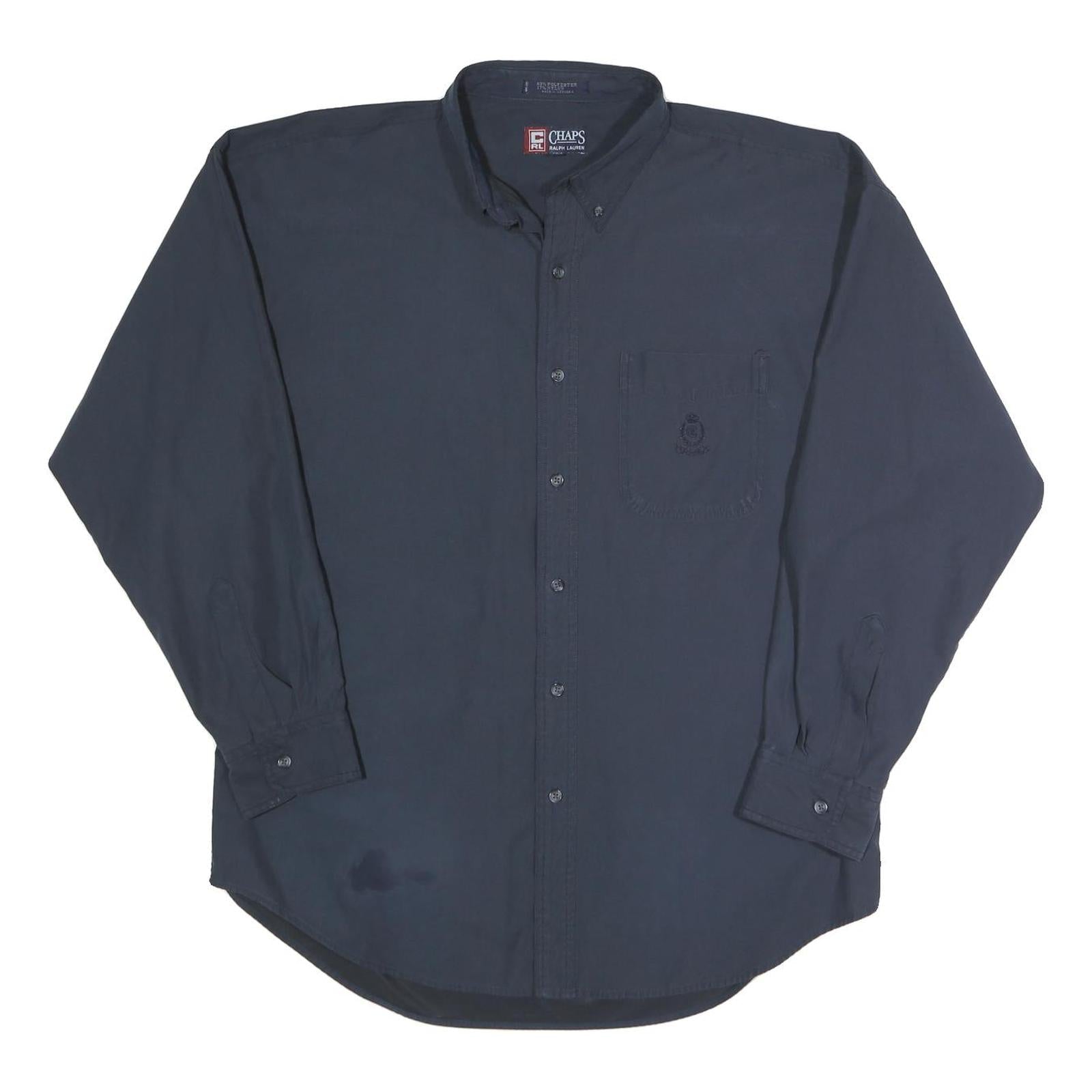 CHAPS Mens Blue Plain Shirt XL Button Down Collar Long Sleeve Casual Refurbished - N/A refurbished available on Cerqular
