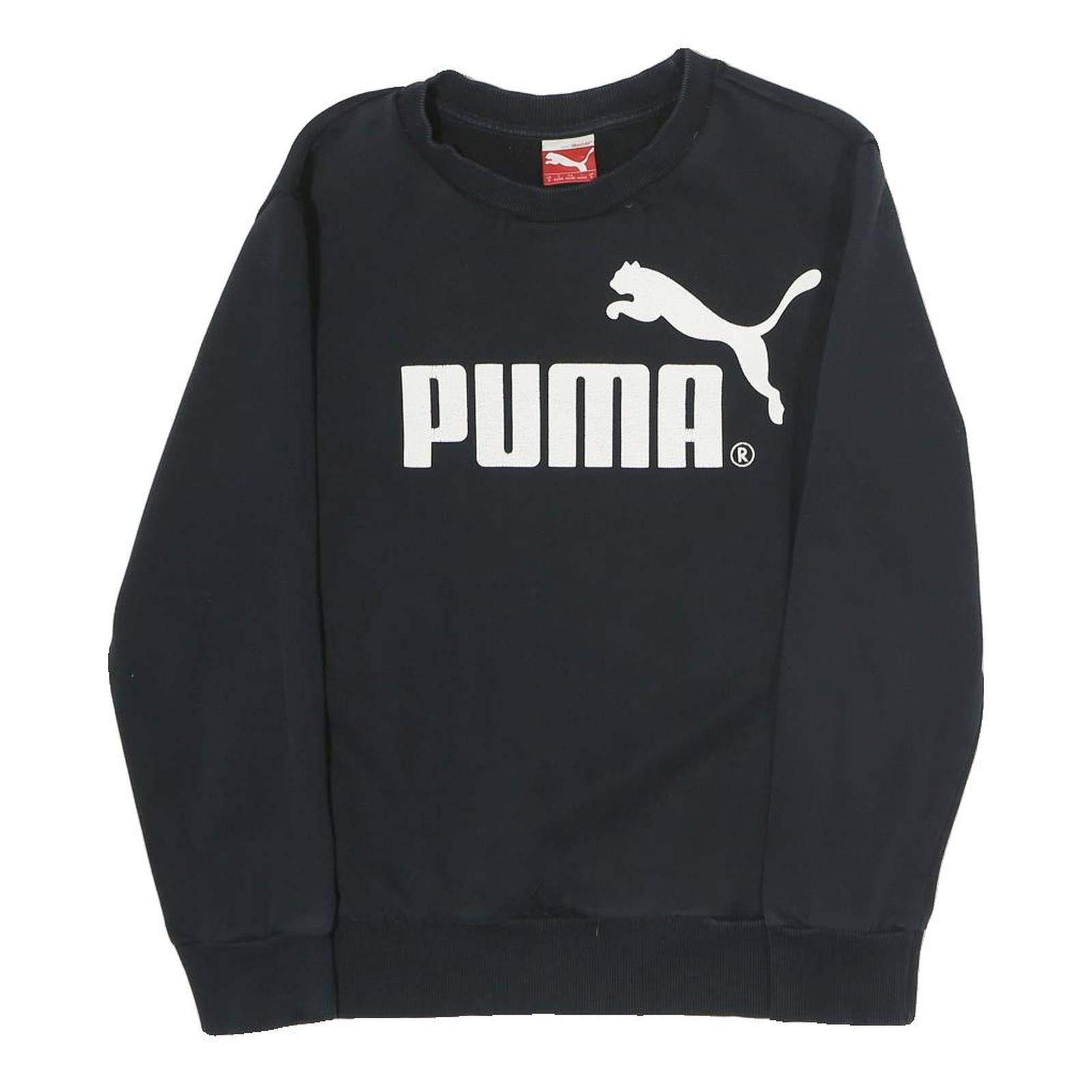 PUMA Womens Black Cotton Blend Sweatshirt Crew Neck S Logo Print Casual Refurbished - N/A refurbished available on Cerqular