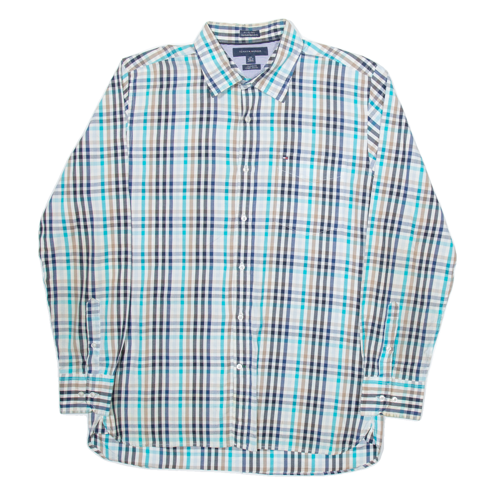TOMMY HILFIGER Mens Shirt Blue Check Long Sleeve L Refurbished - N/A refurbished available on Cerqular
