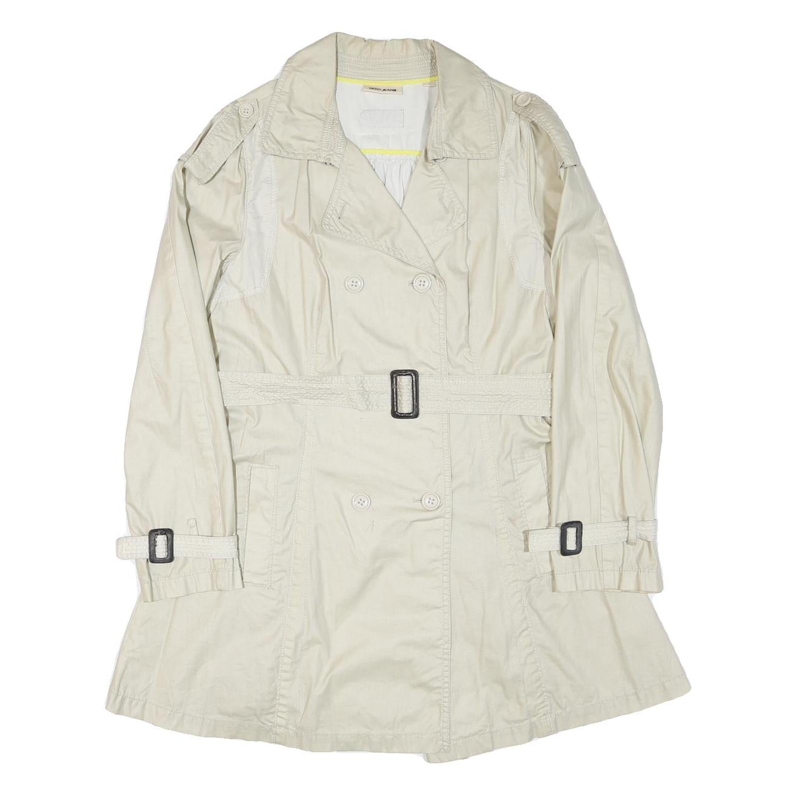 DKNY Womens Cream Button Closure Polyester Blend Jacket L Classic Lightweight Refurbished - N/A refurbished available on Cerqular