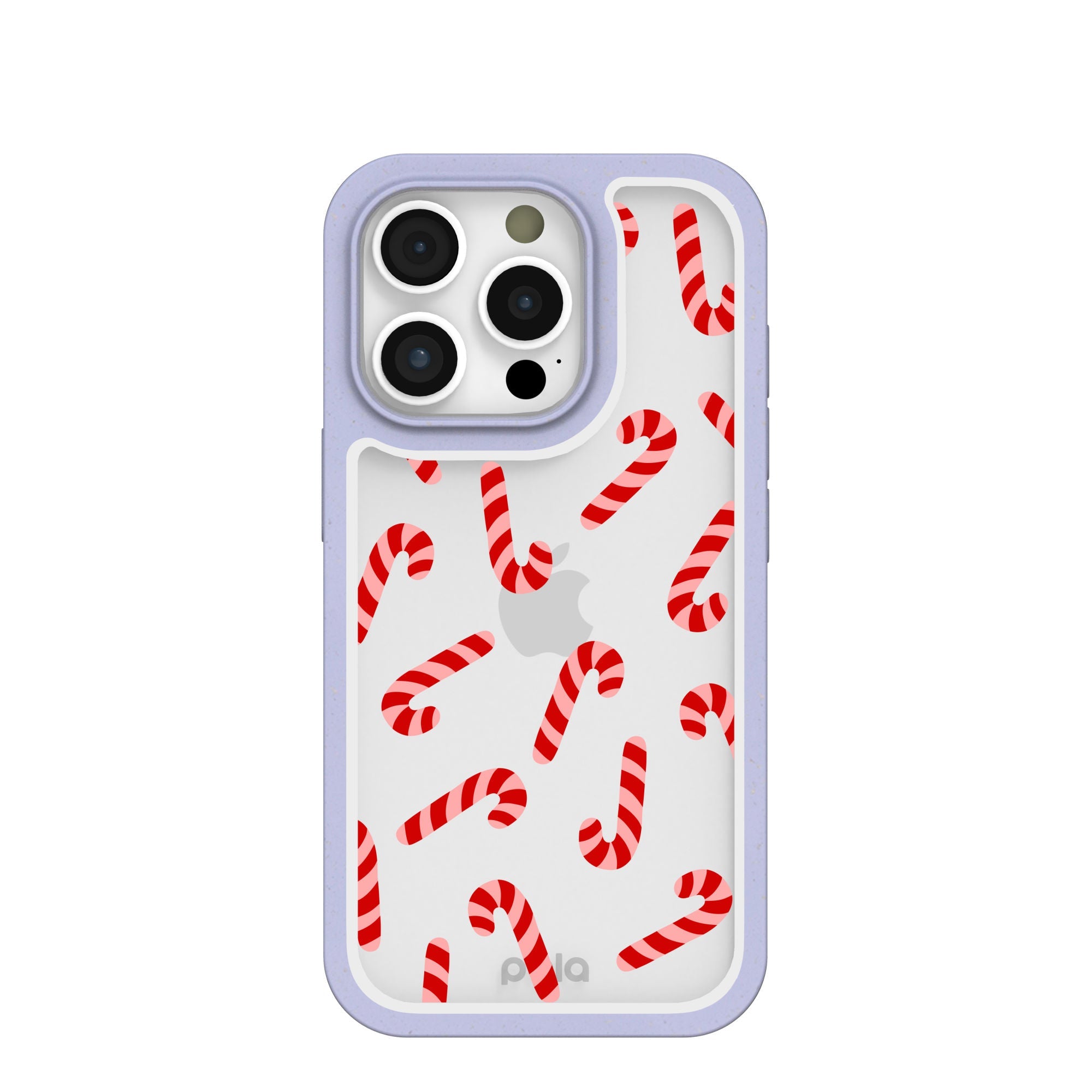 Clear Candy Cane Chaos iPhone 16 Pro Case With Lavender Ridge Refurbished - Pela Case refurbished available on Cerqular
