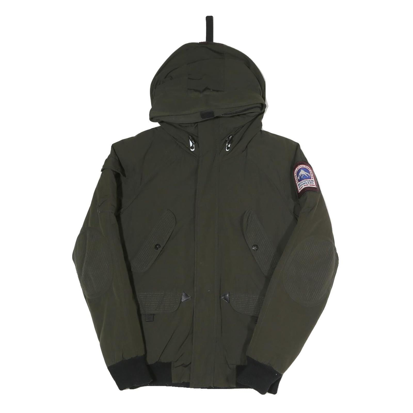 HELVETICA Mens Green Hooded Zip Jacket S Polyester Blend Plain Winter Utility Refurbished - N/A refurbished available on Cerqular