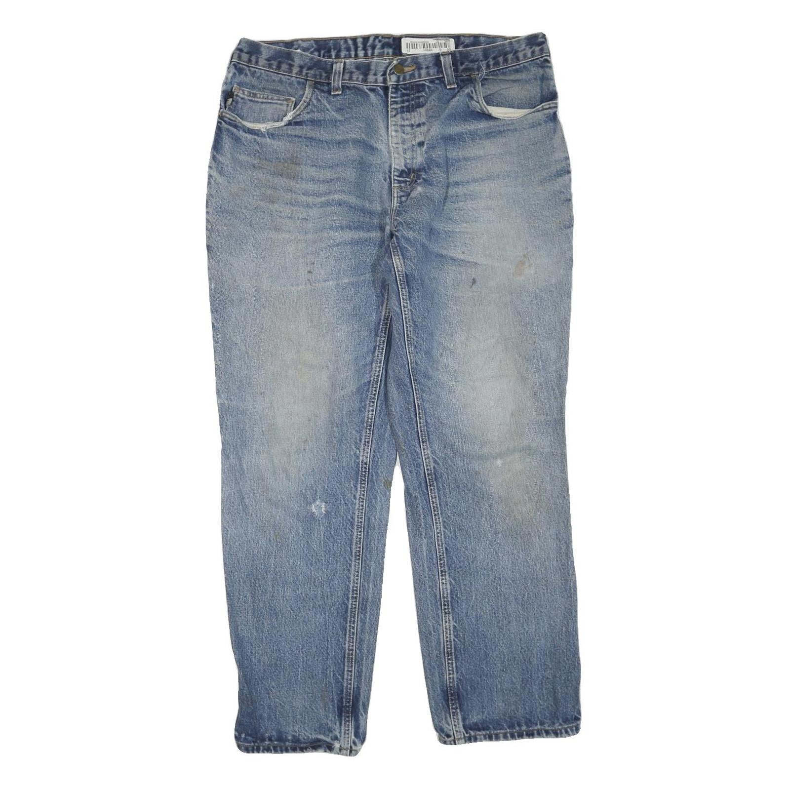CARHARTT Mens Blue Regular Fit Denim Jeans W38 L30 Workwear Cotton Blend Zip Refurbished - N/A refurbished available on Cerqular