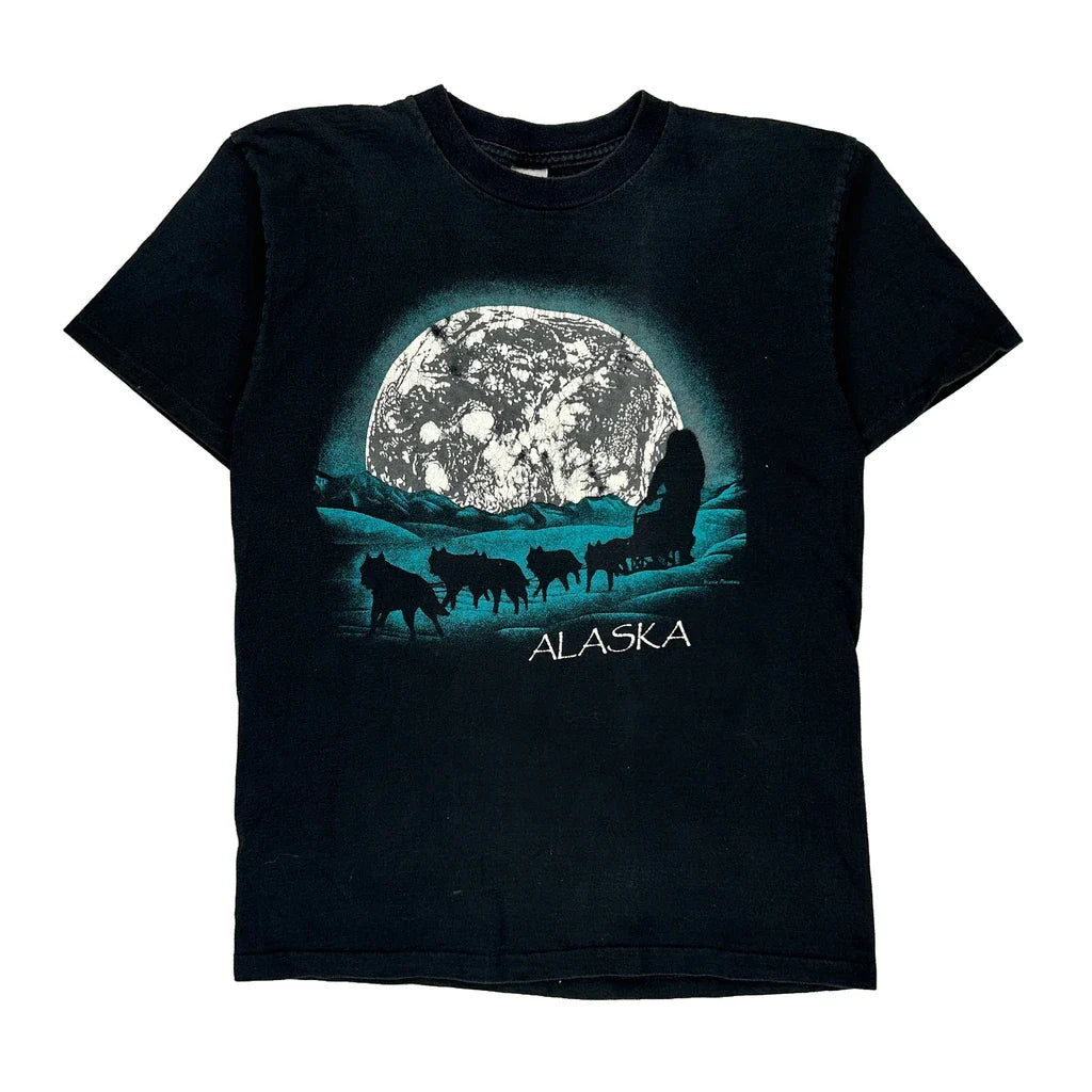 Alore Single Stitch T-Shirt - Large Black Cotton Refurbished - Thrifted (note: this is a term often used to describe second- refurbished available on Cerqular