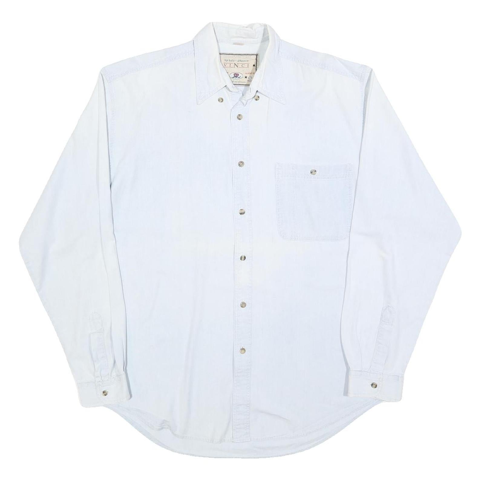 VINCI Mens White Casual Shirt M Cotton Blend Button Down Long Sleeve Refurbished - N/A refurbished available on Cerqular