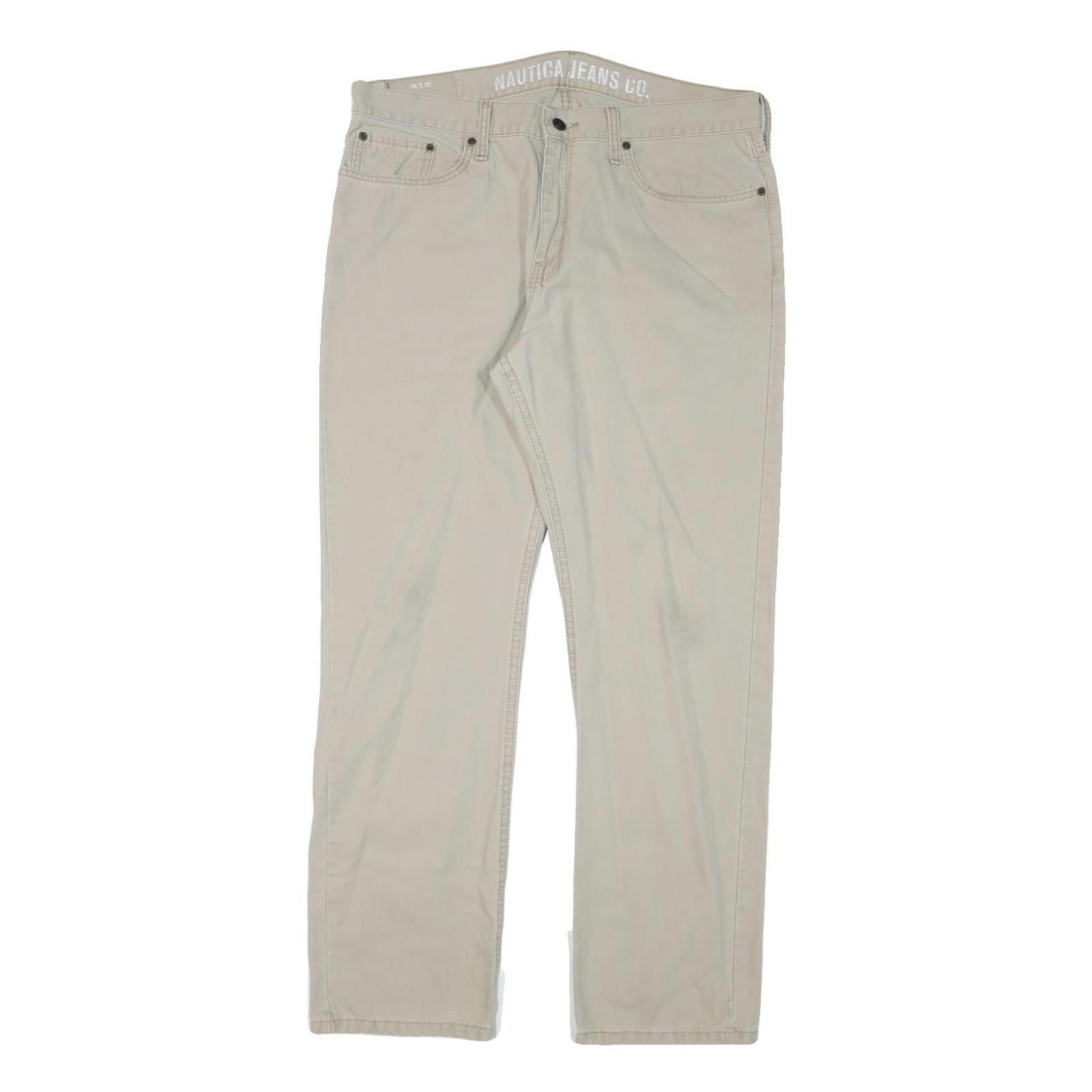 NAUTICA Mens Regular Fit Beige Cotton Blend Trousers W36 L32 Zip Casual Refurbished - N/A refurbished available on Cerqular
