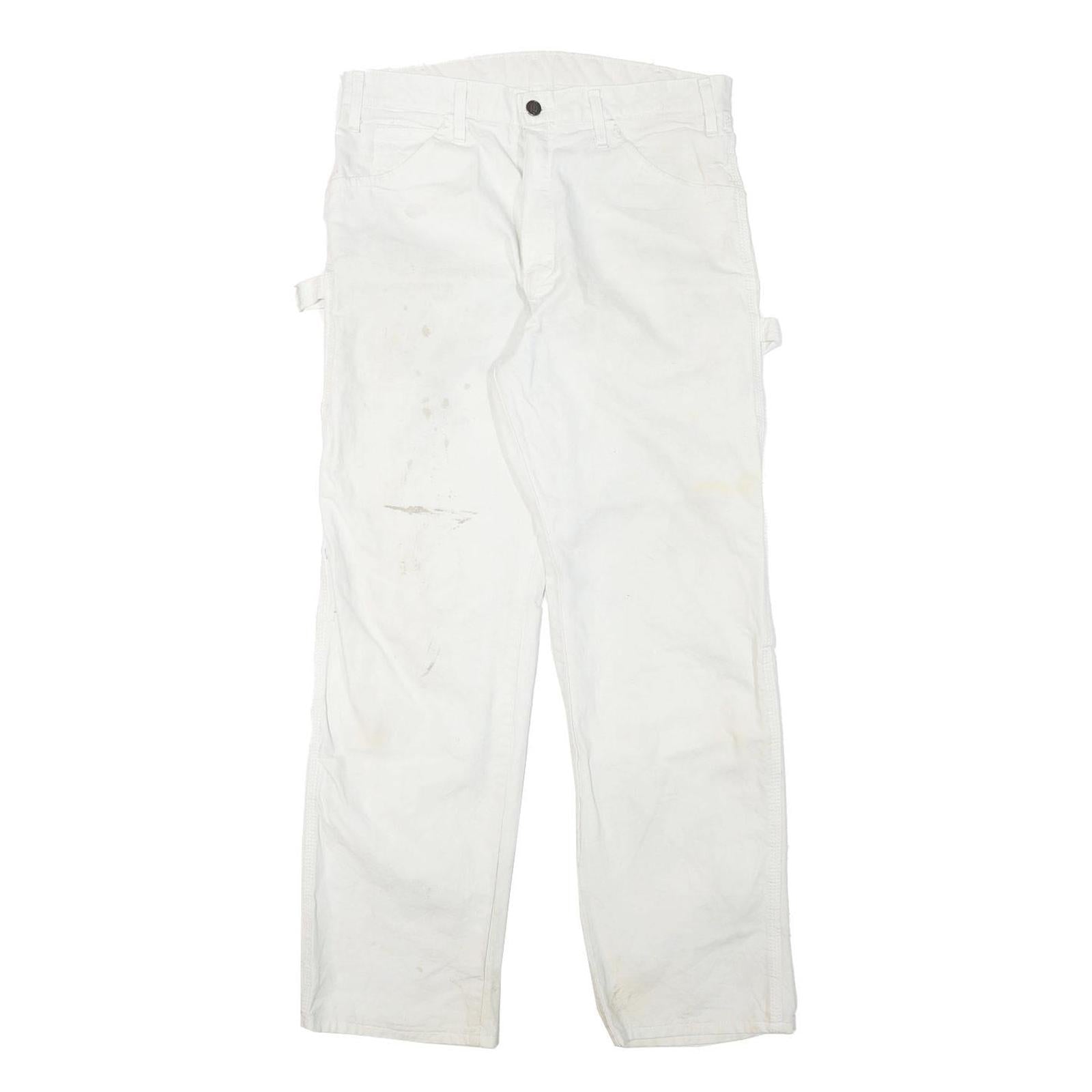 DICKIES Mens Cotton Blend White Regular Straight Trousers W31 L29 Workwear Zip Refurbished - N/A refurbished available on Cerqular