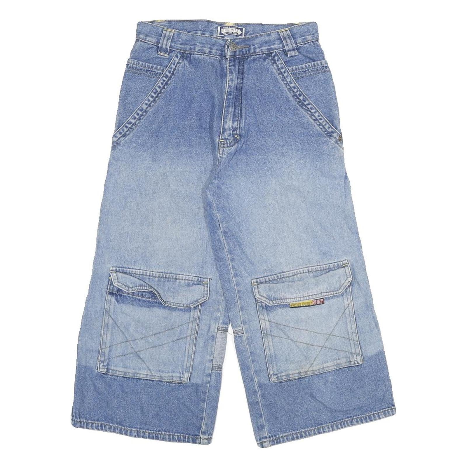 ONE WAY Womens Denim Blue Cargo Shorts 357 Patch XXS W24 Casual Summer Refurbished - N/A refurbished available on Cerqular