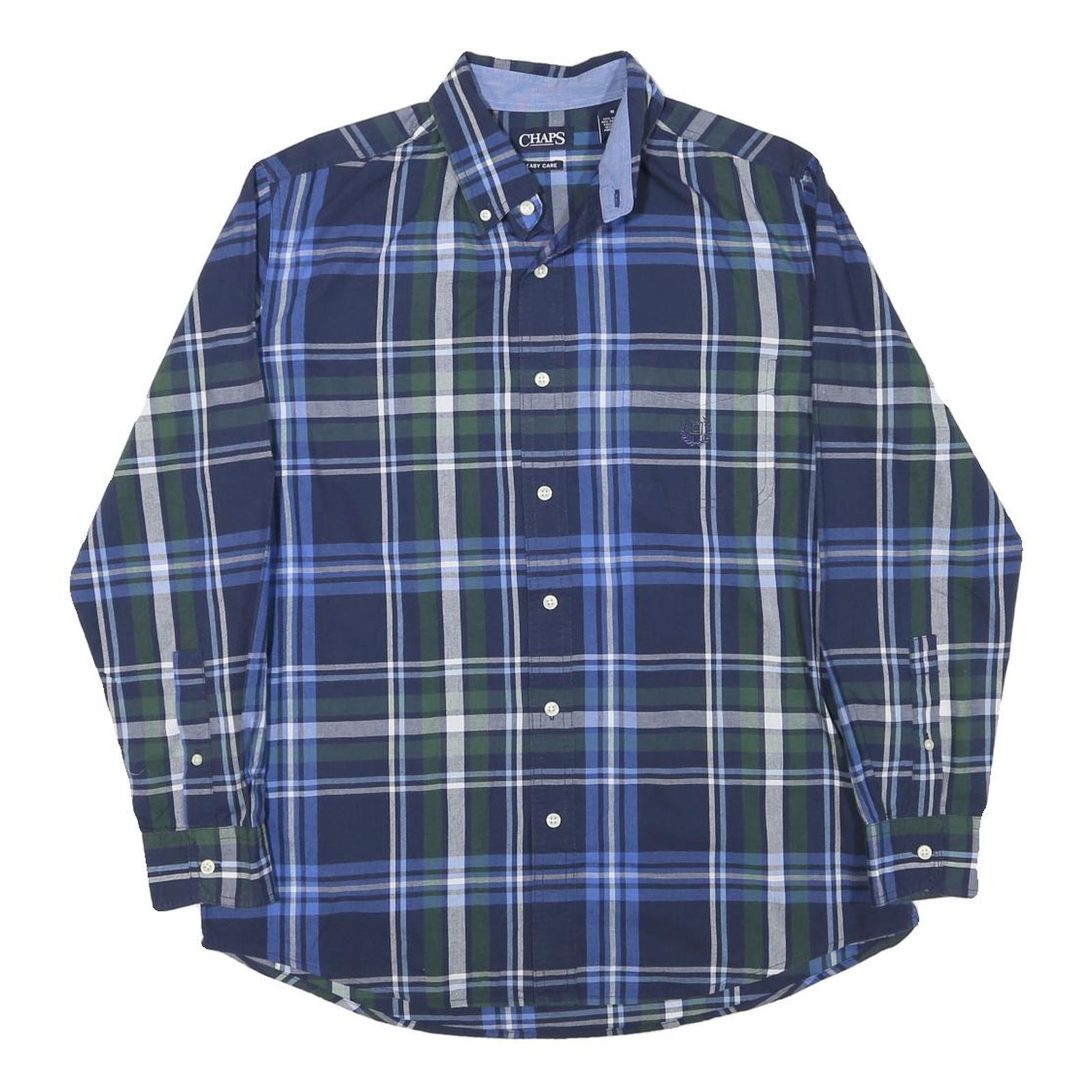 CHAPS Mens Blue & Green Check Shirt M Button Down Collar Long Sleeve Classic Fit Refurbished - N/A refurbished available on Cerqular