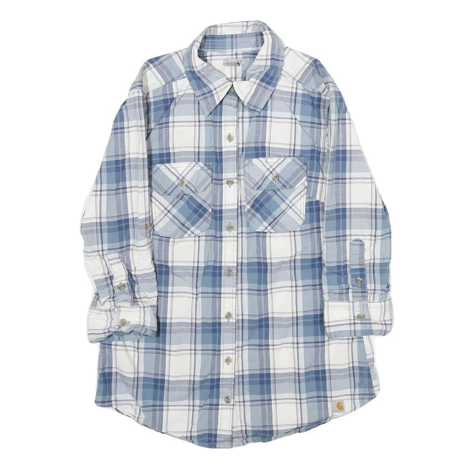 CARHARTT Womens Blue & White Check Shirt XS Long Sleeve Cotton Blend Casual Refurbished - N/A refurbished available on Cerqular