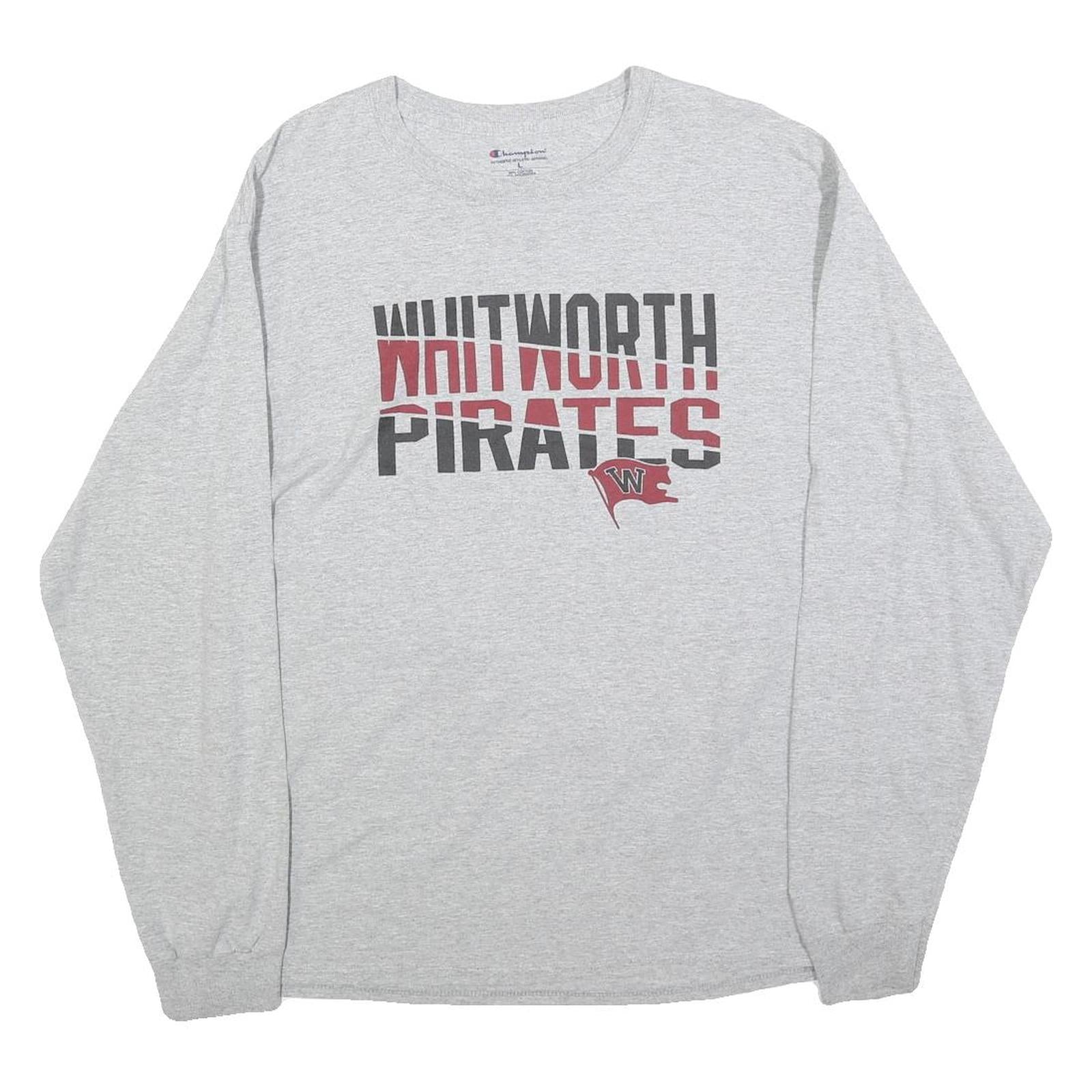 CHAMPION Mens Grey Whitworth Pirates Graphic Long Sleeve Crew Neck T-Shirt L Refurbished - N/A refurbished available on Cerqular