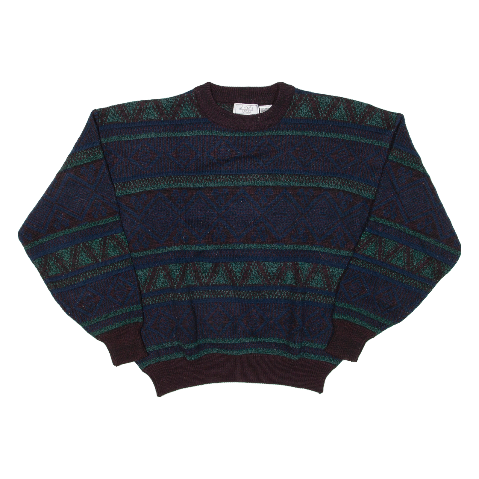 THE MENS STORE Mens Patterned Jumper Brown Fair Isle 90s Cable Knit XL Refurbished - N/A refurbished available on Cerqular