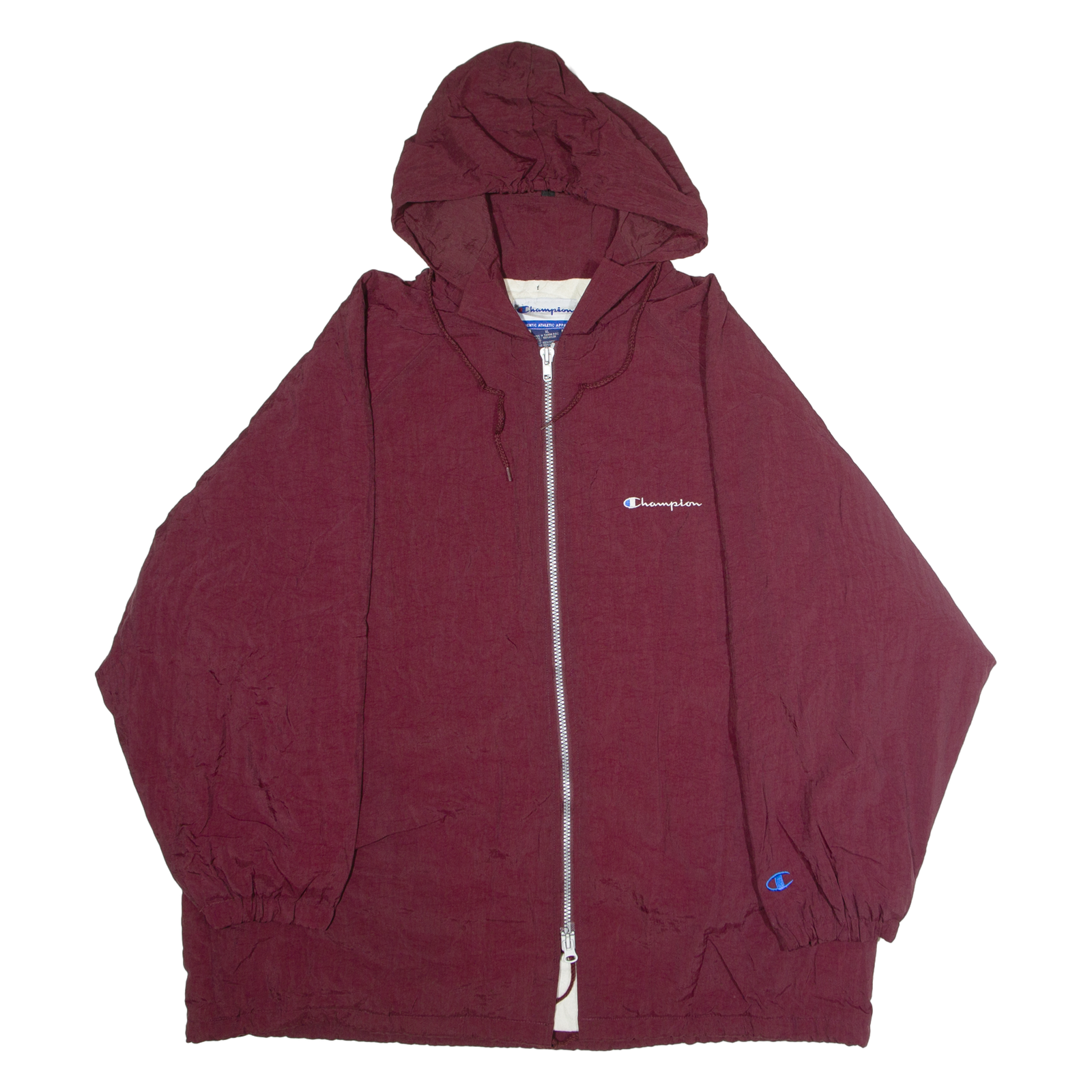 CHAMPION Mens Coat Maroon Nylon 90s Hooded XL Refurbished - N/A refurbished available on Cerqular