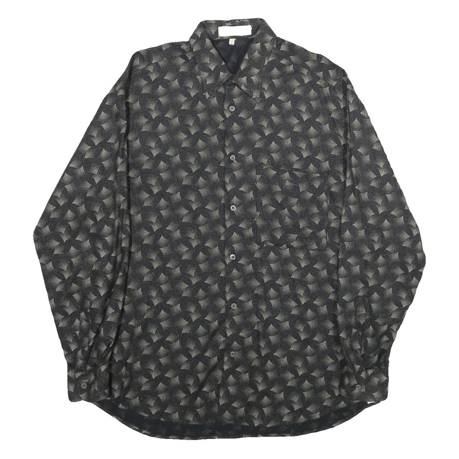 PRONTO UOMO Mens Black Geometric Pattern Shirt M Button Collar Cotton Blend Refurbished - N/A refurbished available on Cerqular