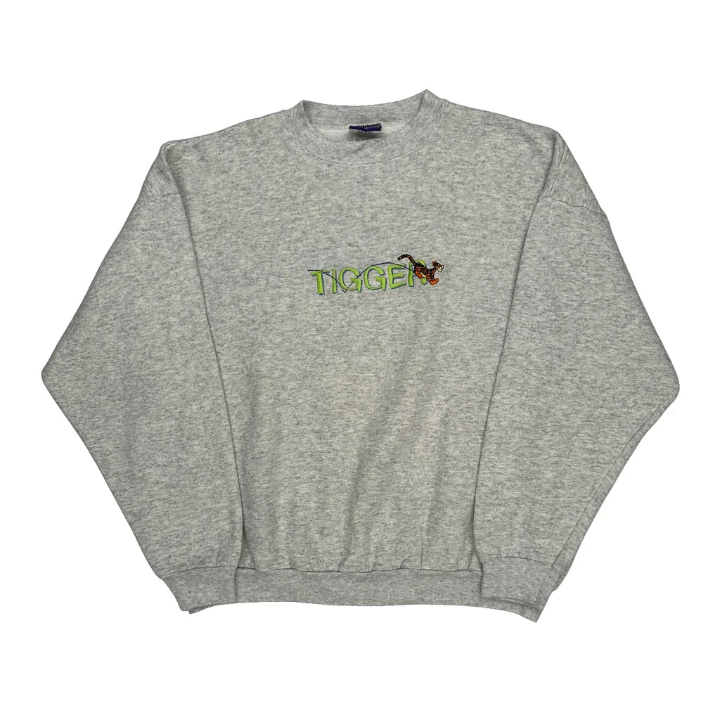 Disney Cartoon Sweatshirt - XL Grey Cotton Blend Refurbished - Thrifted (note: this is a term often used to describe second- refurbished available on Cerqular