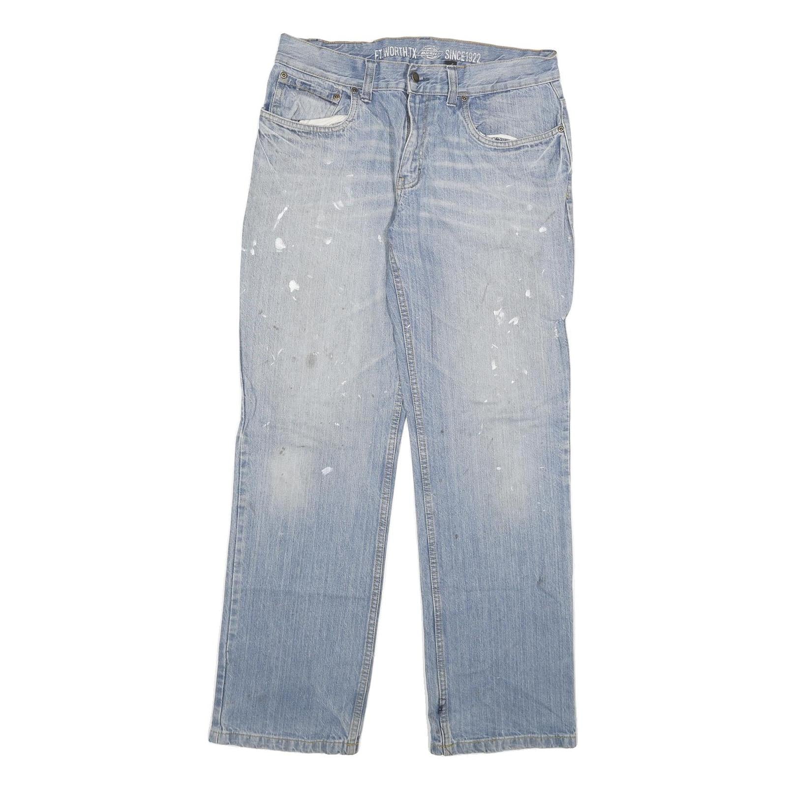 DICKIES Mens Regular Fit Light Blue Denim Jeans W34 L33 Classic Cotton Blend Zip Refurbished - N/A refurbished available on Cerqular
