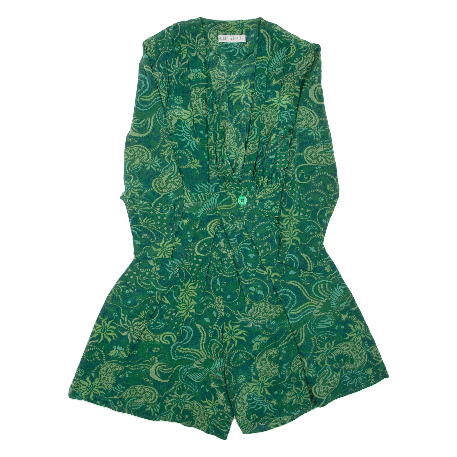 ALBERTO FABIANI Womens Playsuit Green Floral Wide-Leg M Refurbished - N/A refurbished available on Cerqular