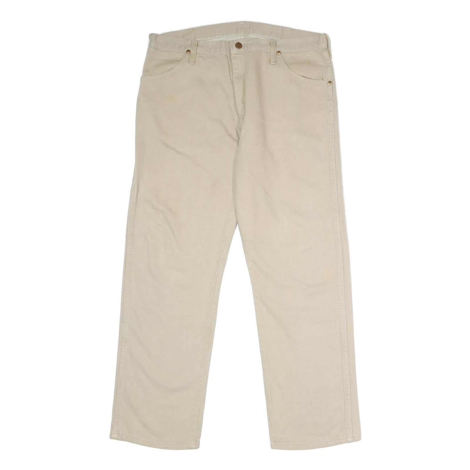 WRANGLER Mens Relaxed Beige Cotton Jeans W36 L30 Casual Zip Closure Refurbished - N/A refurbished available on Cerqular