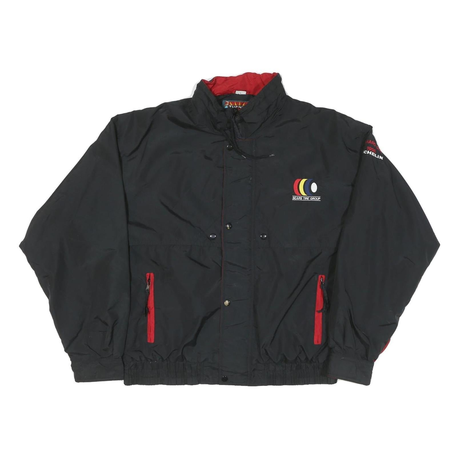 TURNING POINT Mens Black Racing Logo Zip Jacket L Polyester Blend Sportswear Refurbished - N/A refurbished available on Cerqular