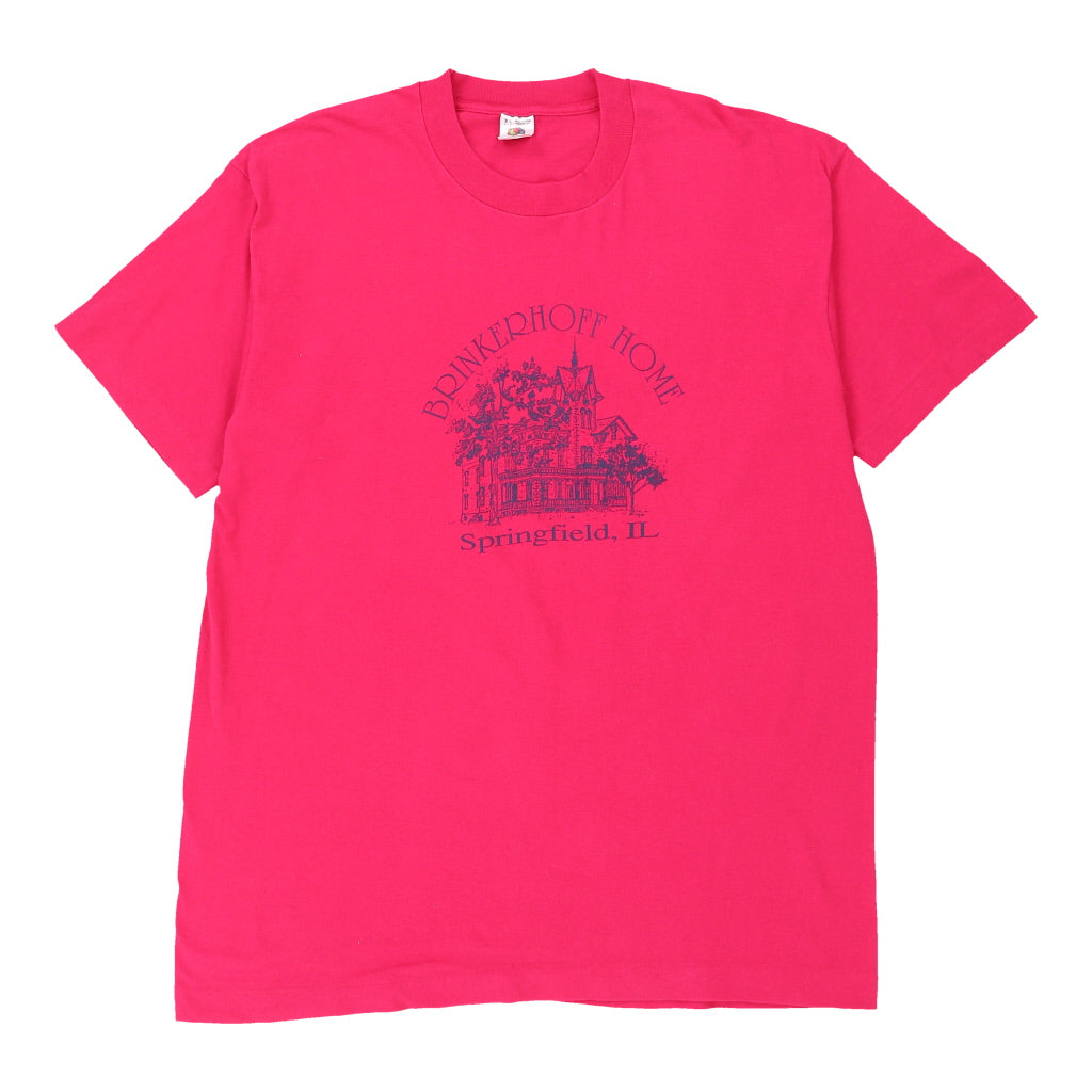Single Stitch Brinkerhoff Home. Fruit Of The Loom Graphic T-Shirt - XL Pink Cotton Refurbished - Thrifted (note: this is a term often used to describe second- refurbished available on Cerqular