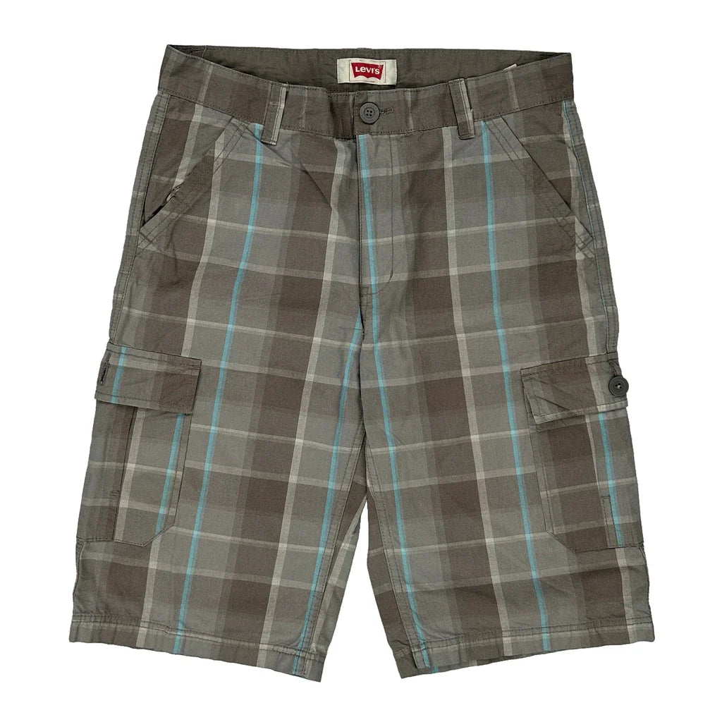 Levis Checked Cargo Shorts - 30W 11L Blue Cotton Blend Refurbished - Thrifted (note: this is a term often used to describe second- refurbished available on Cerqular