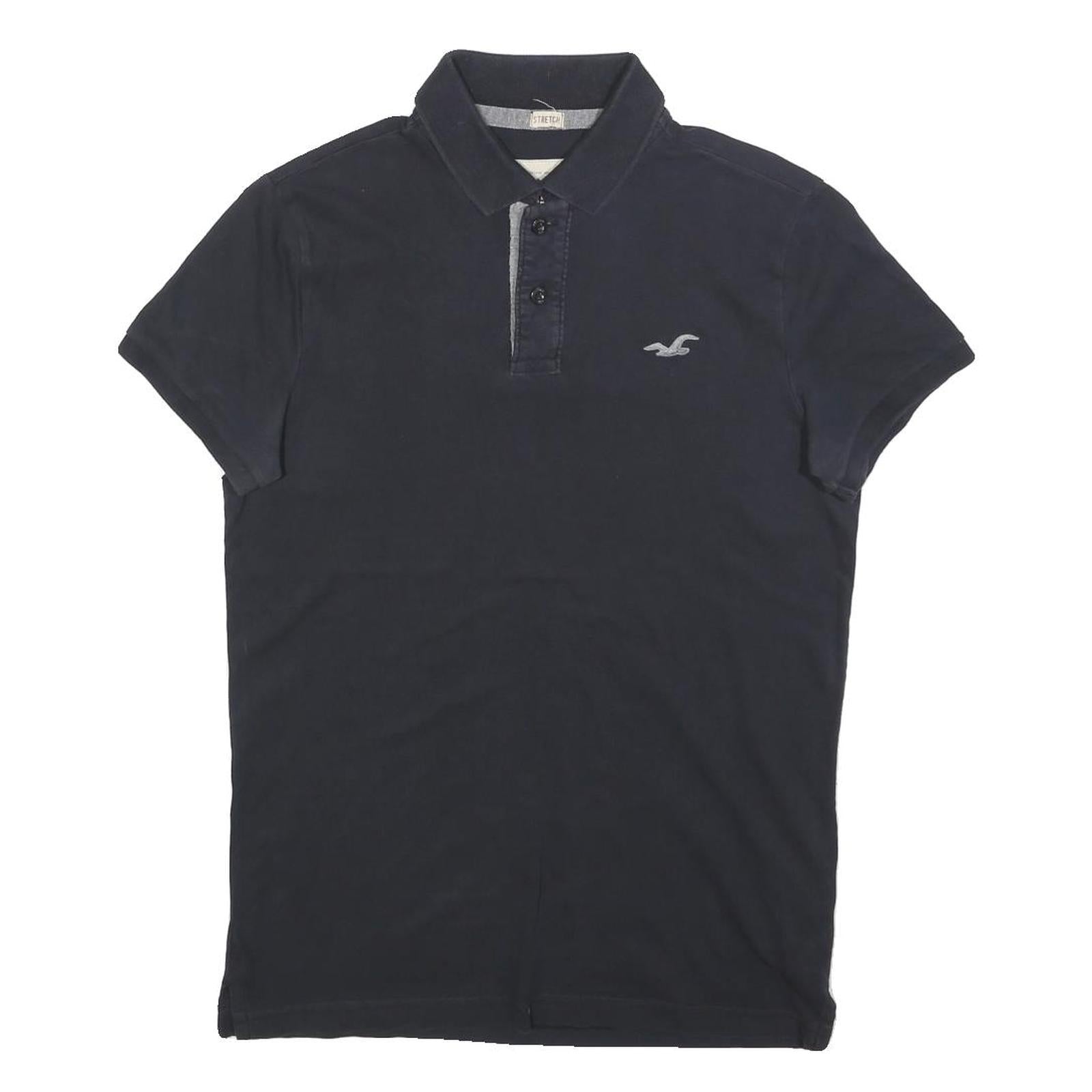 HOLLISTER Mens Black Short Sleeve Plain S Cotton Blend Basic Polo Shirt Refurbished - N/A refurbished available on Cerqular