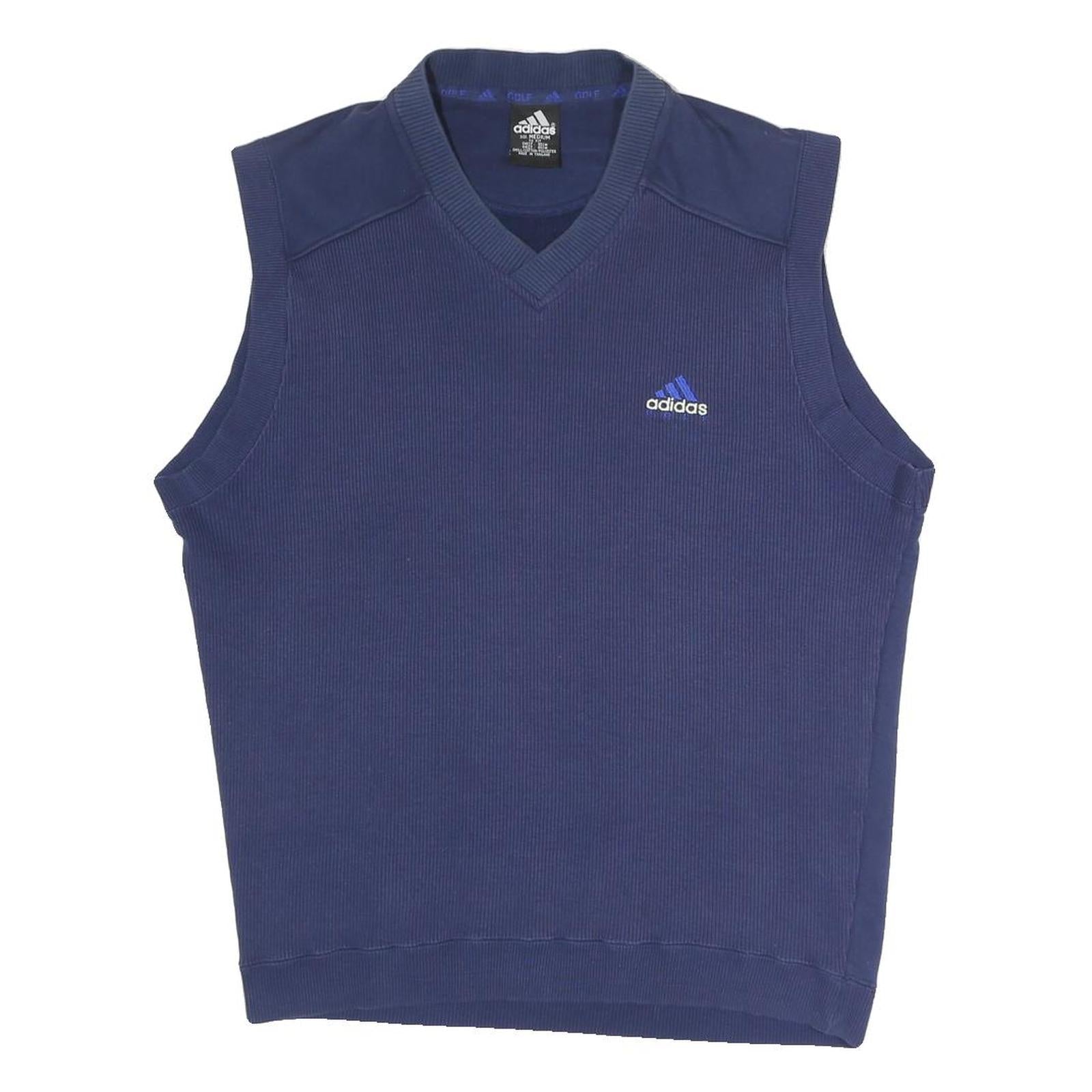 ADIDAS Mens Blue Plain V-Neck Basic Knit M Sleeveless Cotton Blend Jumper Vest Refurbished - N/A refurbished available on Cerqular