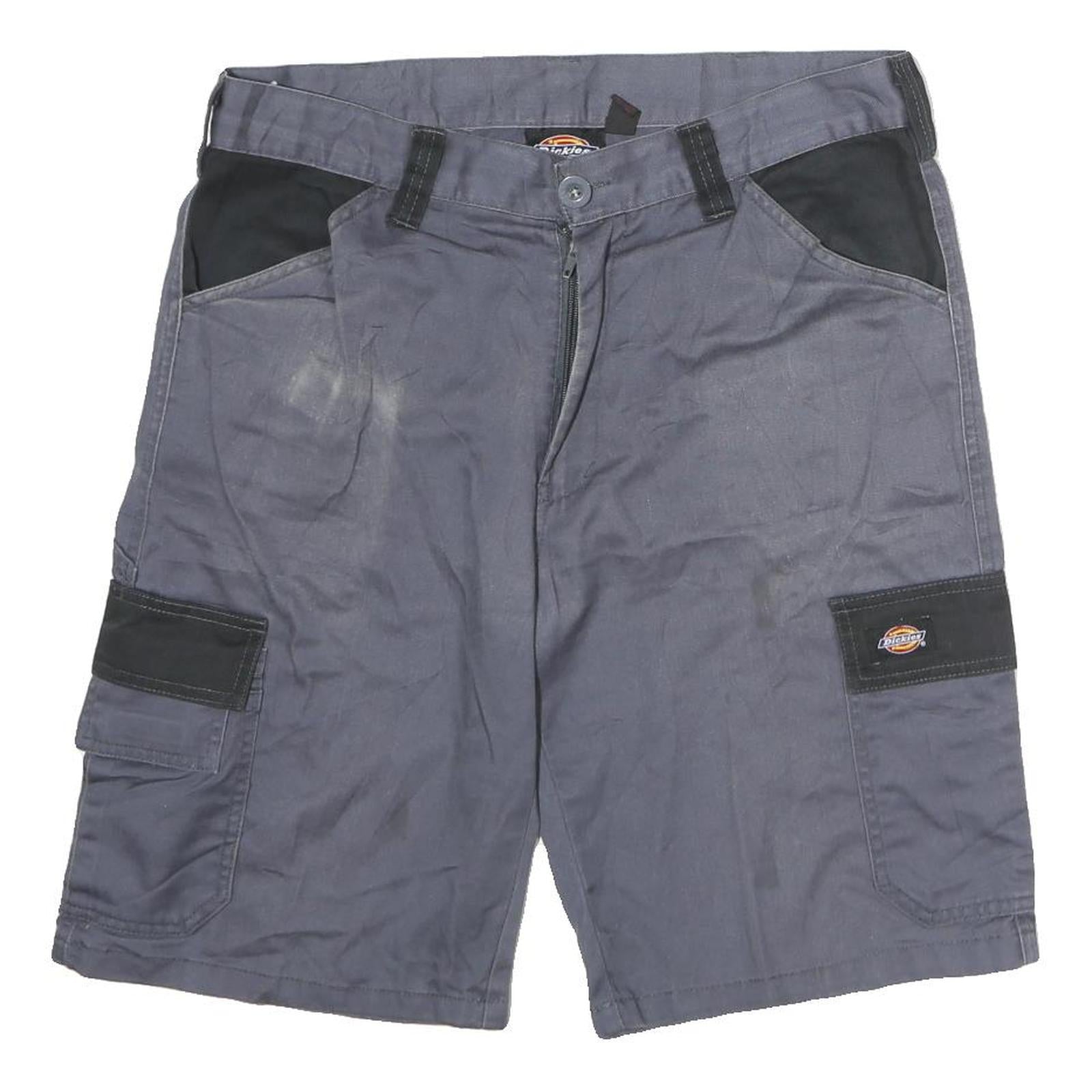 DICKIES Mens Shorts Grey & Black Cargo M W36 Workwear Cotton Pockets Refurbished - N/A refurbished available on Cerqular
