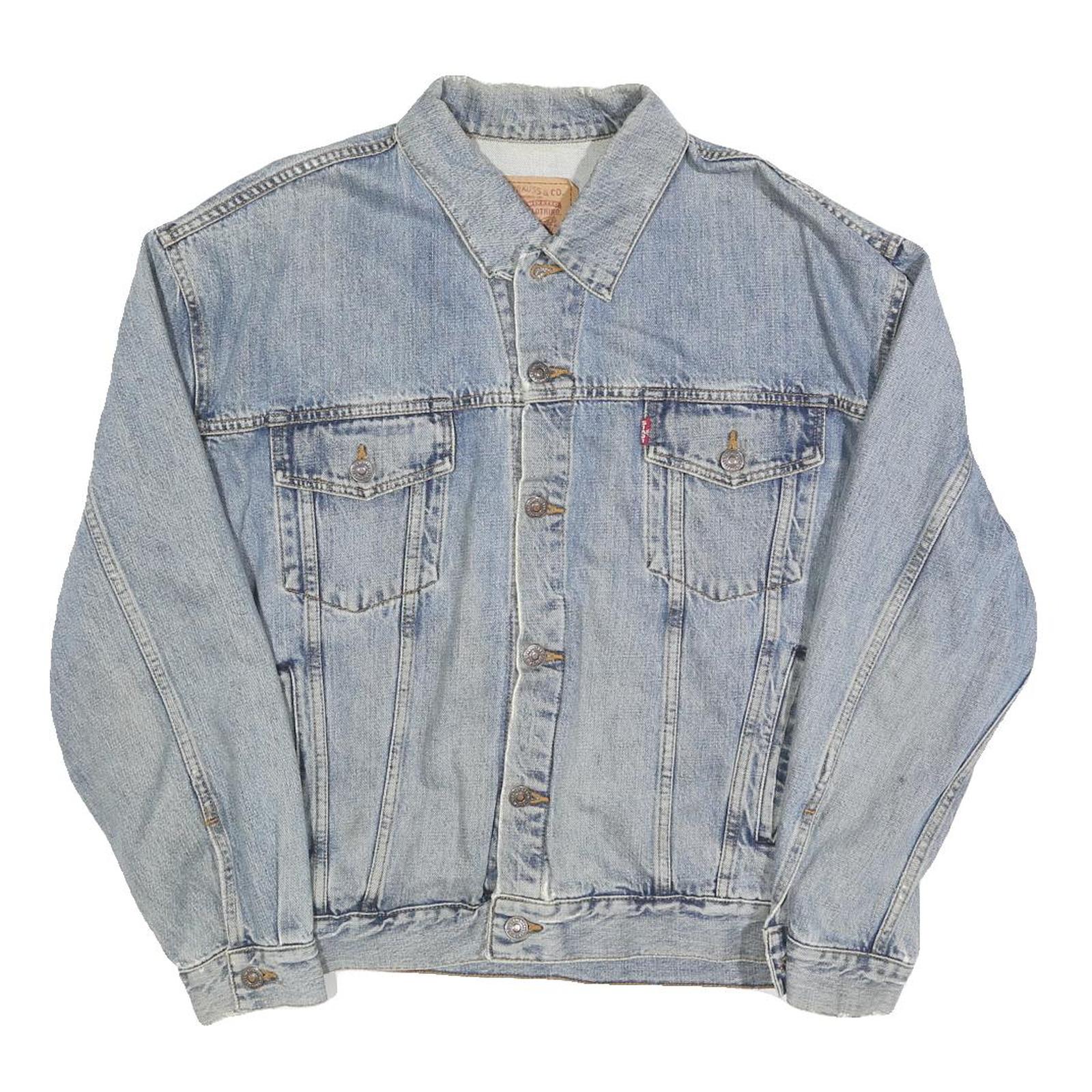 LEVI'S Mens Blue Denim Jacket L Cotton Classic Button Front Casual Lightweight Refurbished - N/A refurbished available on Cerqular