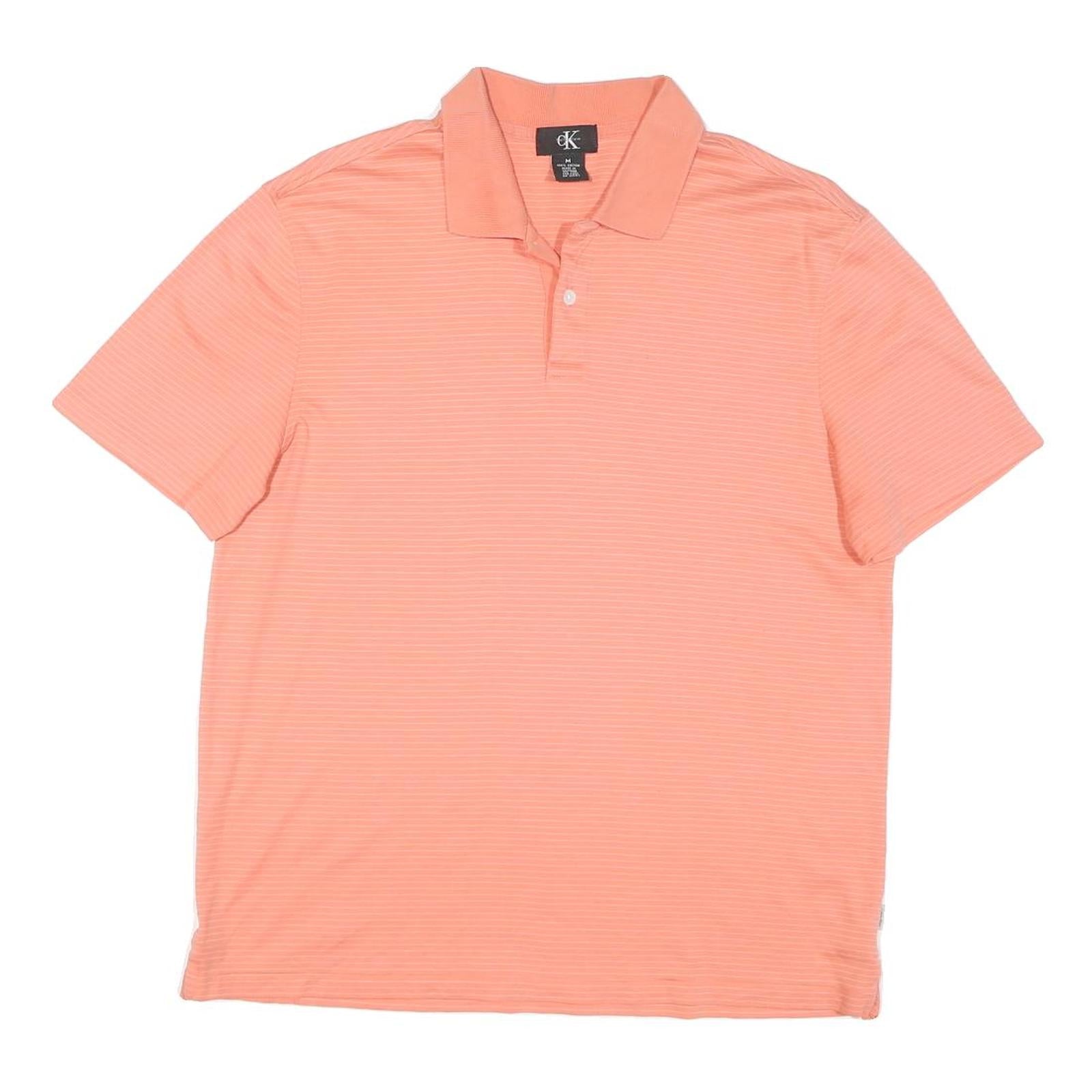 CALVIN KLEIN Mens Peach Short Sleeve Plain Polo Shirt M Cotton Blend Casual Refurbished - N/A refurbished available on Cerqular